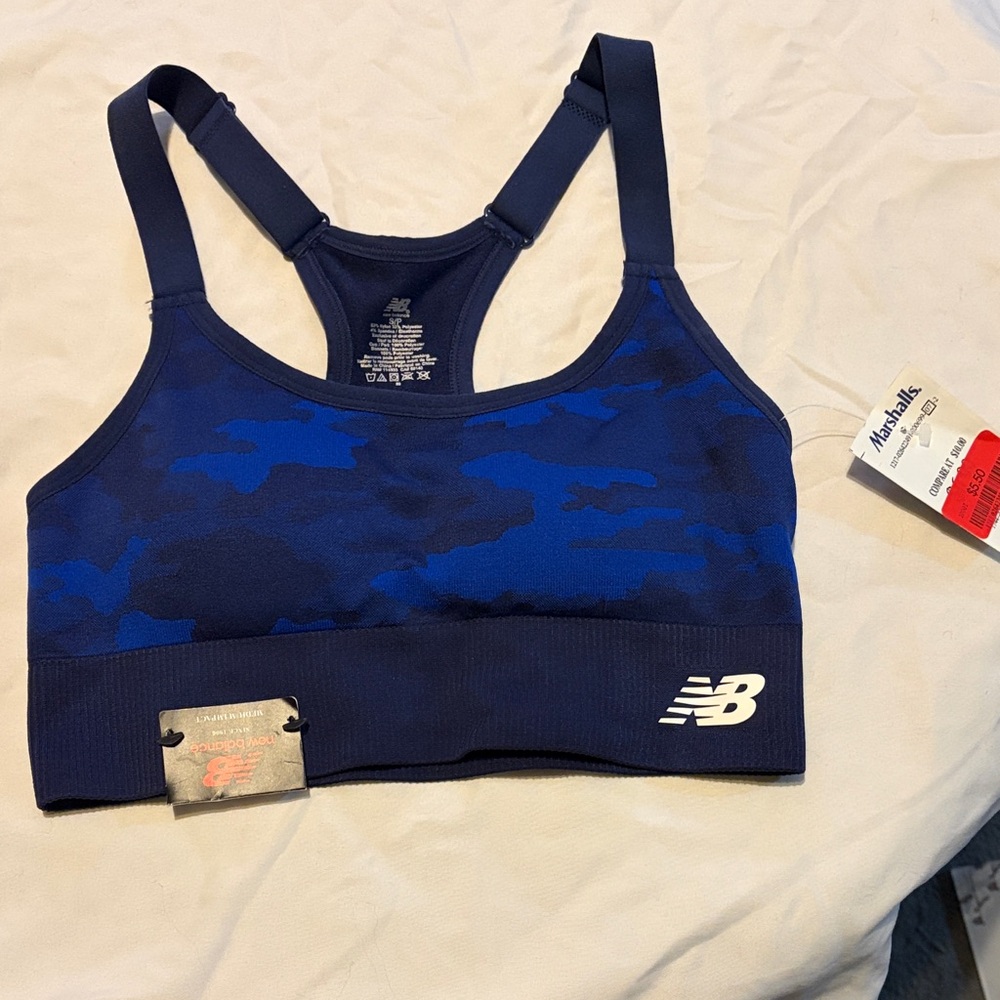 New Balance Navy and Blue Camo Sports Bra